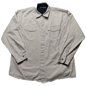 VTG RUSTY Surf Wear Men Size XL Khaki 100% Cotton Long Sleeve Button-Up Shacket